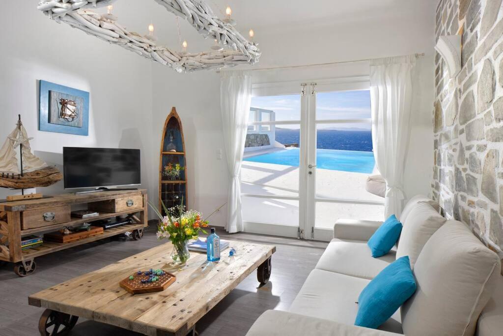 Mykonos Sea View Luxury Villa By Calypso Sunset Villas Mykonos Town ภายนอก รูปภาพ