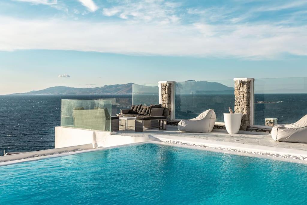 Mykonos Sea View Luxury Villa By Calypso Sunset Villas Mykonos Town ภายนอก รูปภาพ
